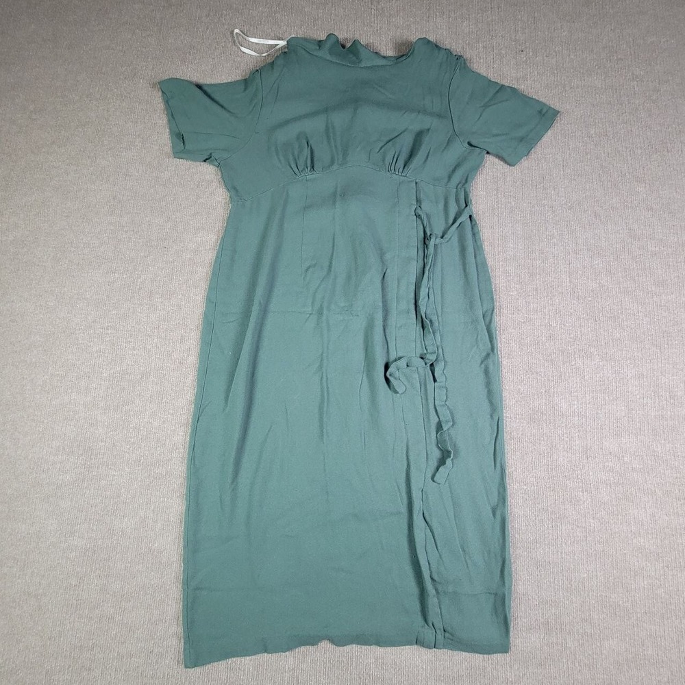 Katy D Maxi Dress Womens 14 Green Short Sleeve Faux‎ Wrap Midi Casual Elegant